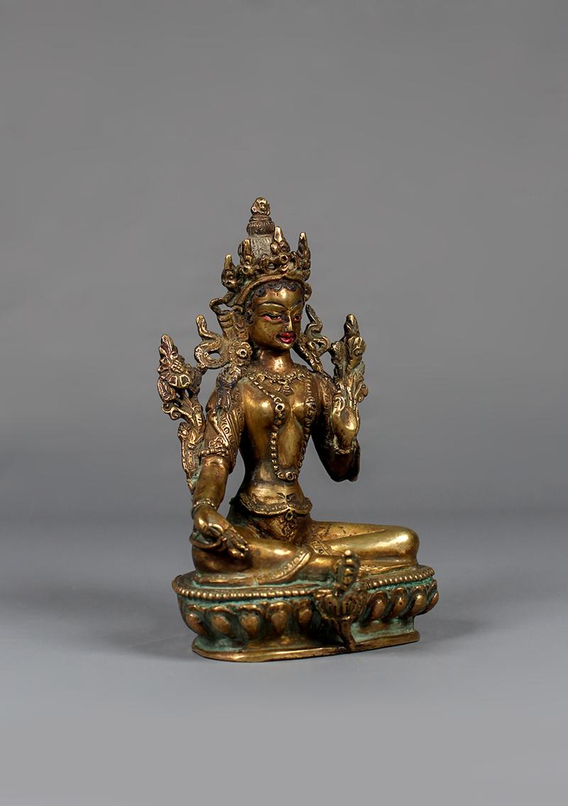 Antique Style Green Tara Statue 5.5"