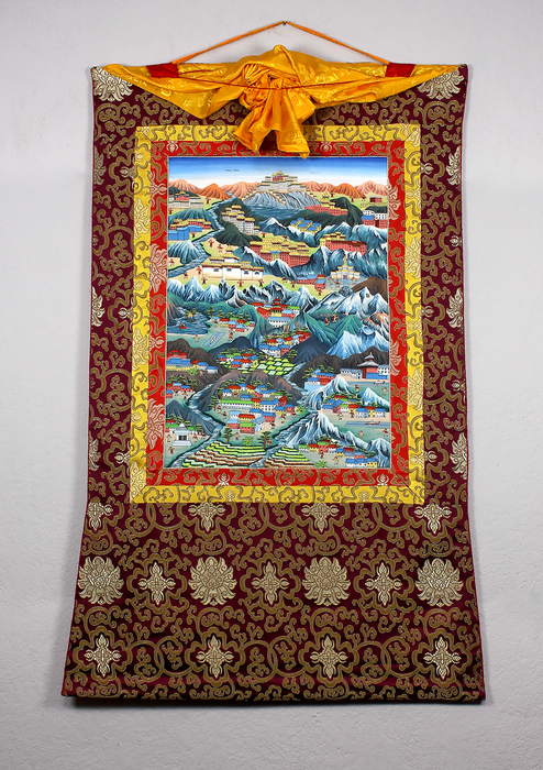 Himalayan Region of Nepal Brocade Thangka Painting
