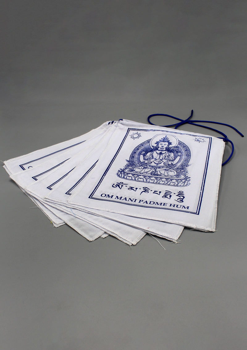 All White Chenrezig Prayer Flags