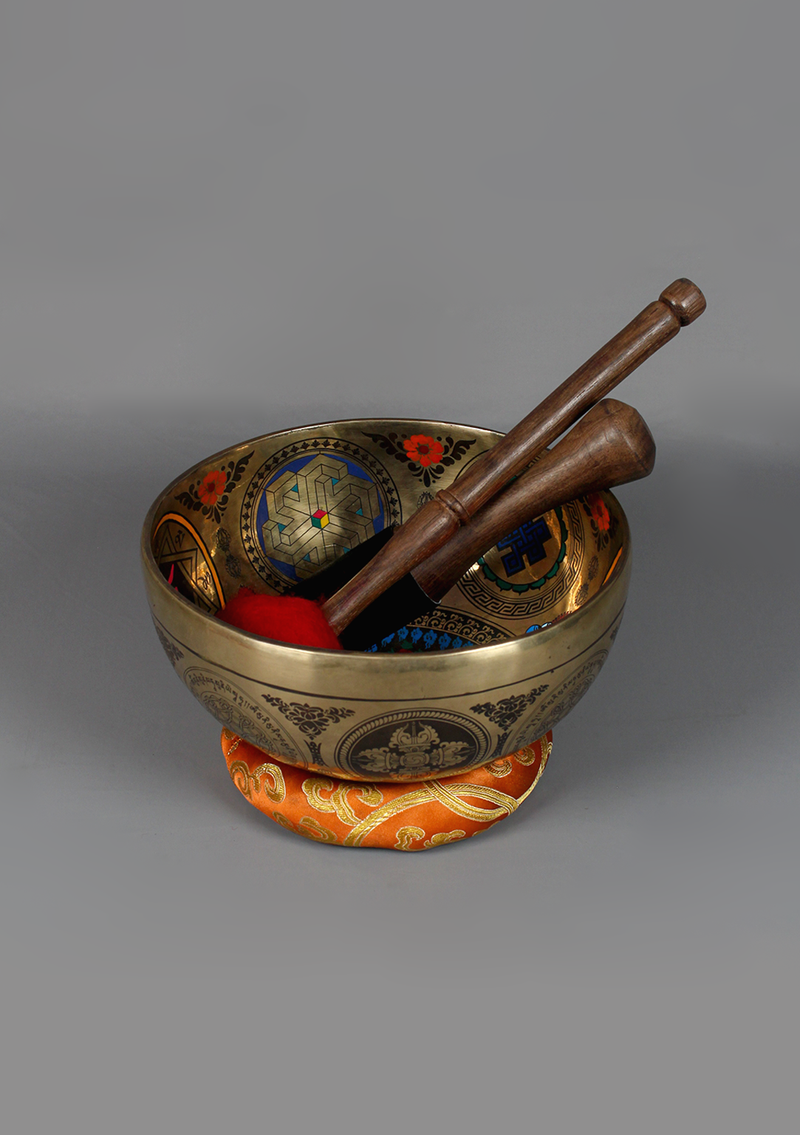 Amitabha Buddha  Thangka Painting Singing Bowl 8"