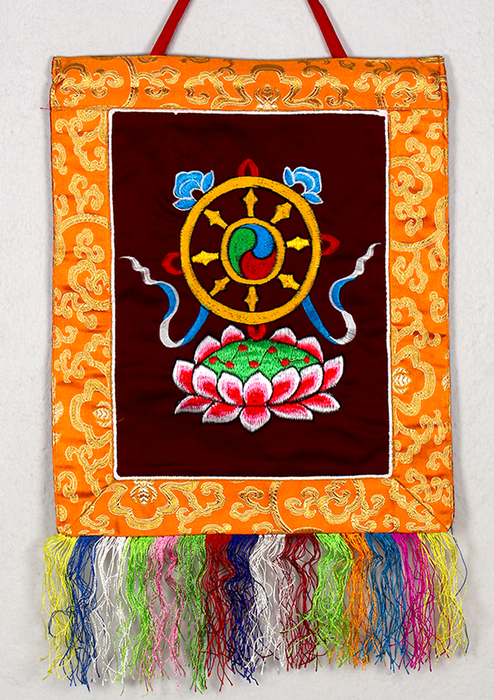 Buddhist Auspicious Symbols Brocade Wall Hanging