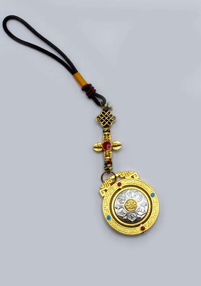 Spinning Om Mani   Mantra  Buddhist Golden  Car Hanging