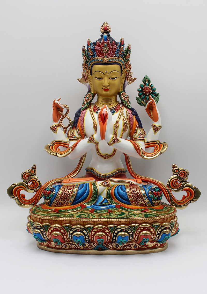 Hand-Painted Masterpiece Chenrezig Statue 13" H