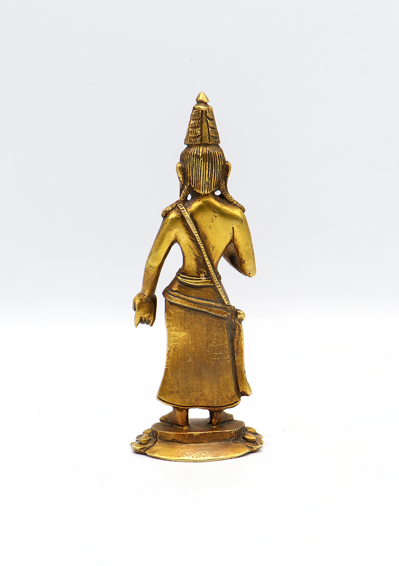 Fully Gold Plated Standing Lokeshwora with Kalash Statue 6"H