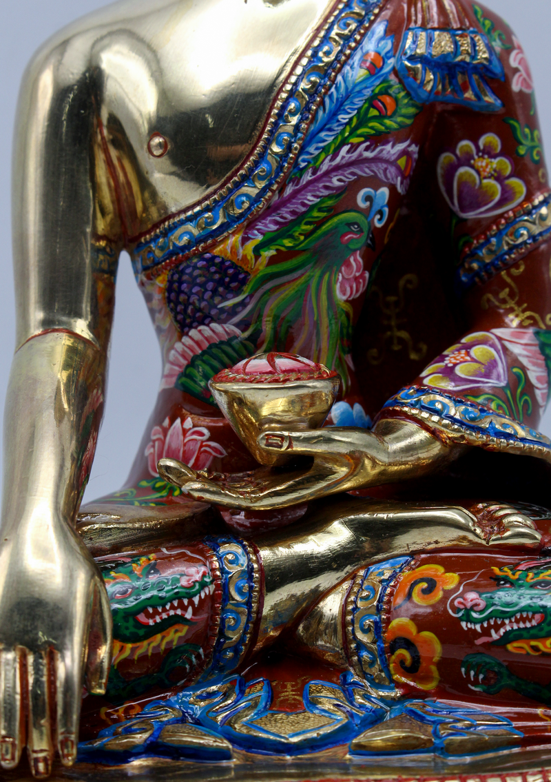 Hand-Painted Shakyamuni Buddha Statue  by Meenu Shakya
