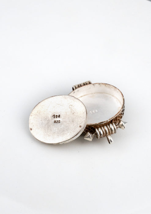 Sterling Silver Tibetan Cheppu Ghau with Coral and Turquoise Inlays