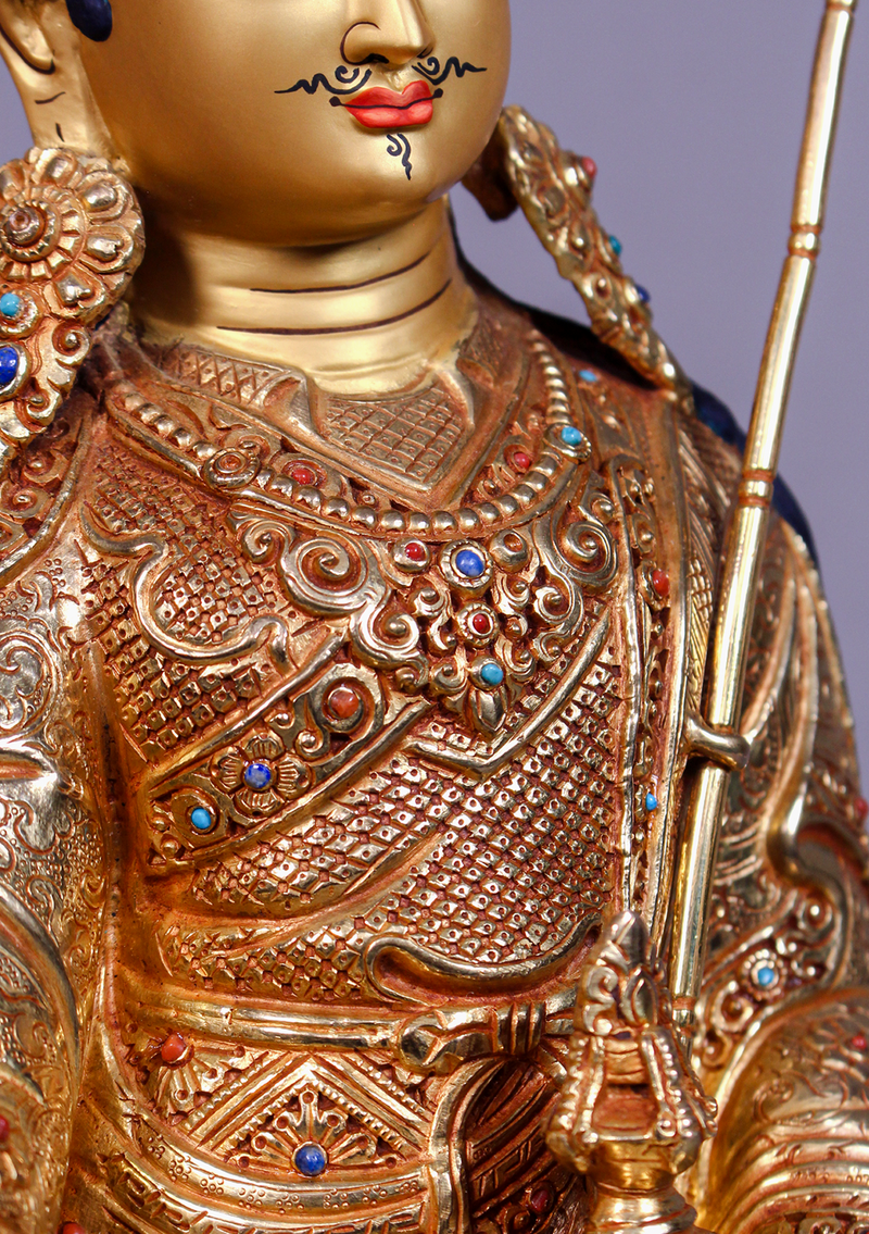 Fully Gold Plated Guru Rinpoche Statue 14" H