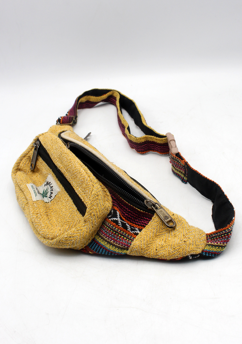 Light Yellow Hemp Fanny Pack, Hemp Waist Utility Belt, Hemp money bag
