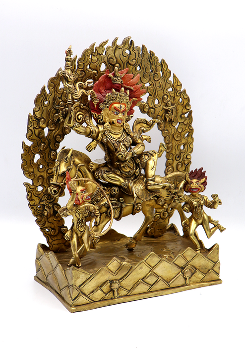 Master arts 24 K Gold  Palden Lhamo  Copper Statue 12"H