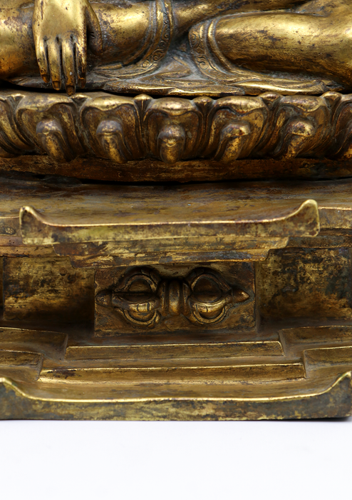 Antique 24 K Shakyamuni Buddha Statue with Frame 13"H