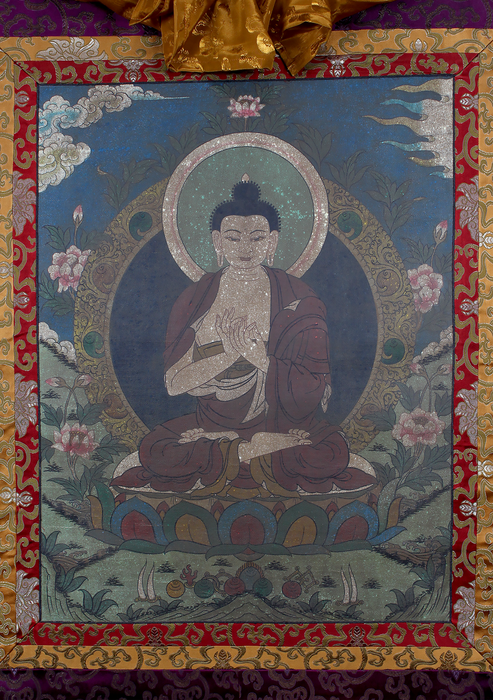 Antique Vairocana Brocade Thangka Painting
