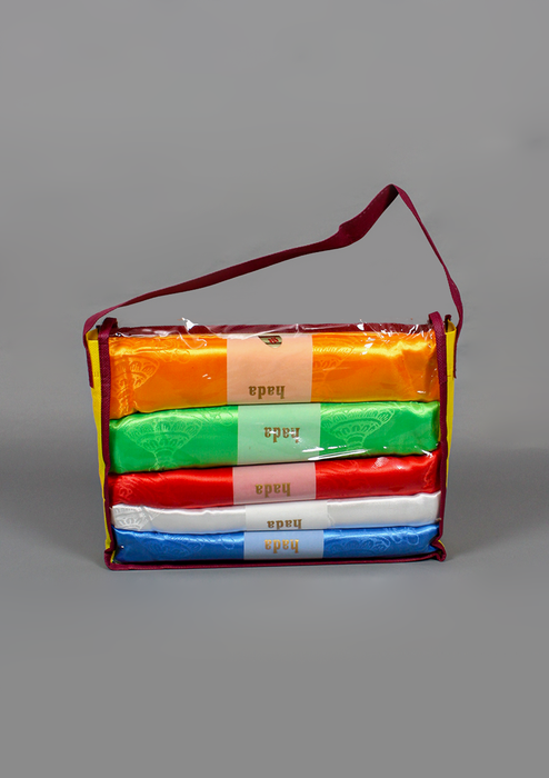 Tibetan Auspicious Symbol Khata Set of 5