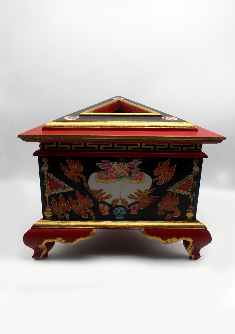 Master arts Painting Triangle  Mahakala Black and Red Incense Burner