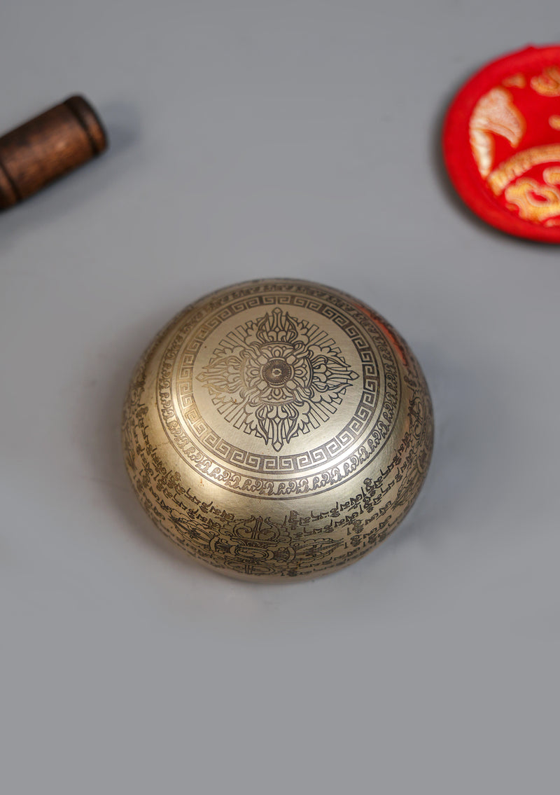 Tibetan Yin Yang Tree of Life Etched Singing Bowl