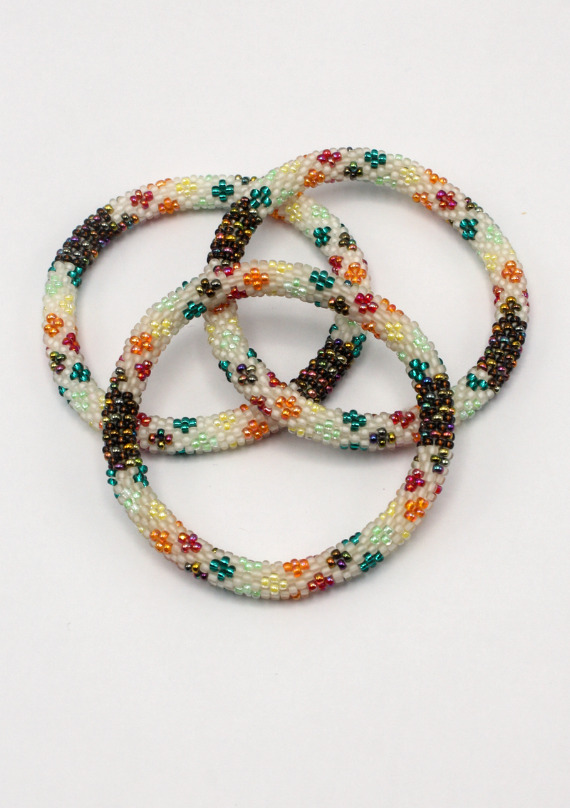 White  Roll on Beads Bracelet