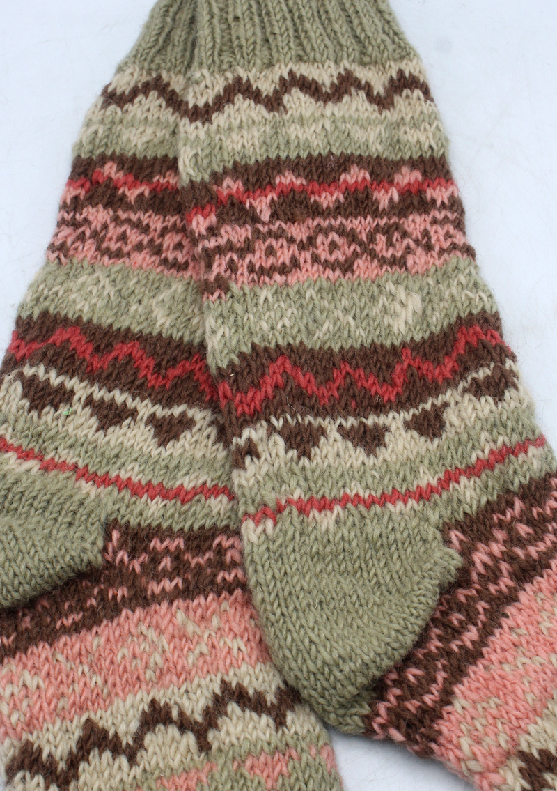 Beige Multicolor Woolen Knee High Socks
