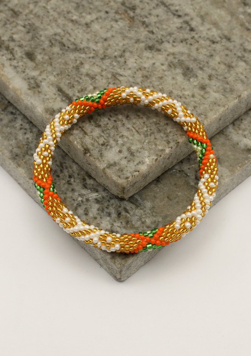 Orange Green   Roll on  Beads Bracelet