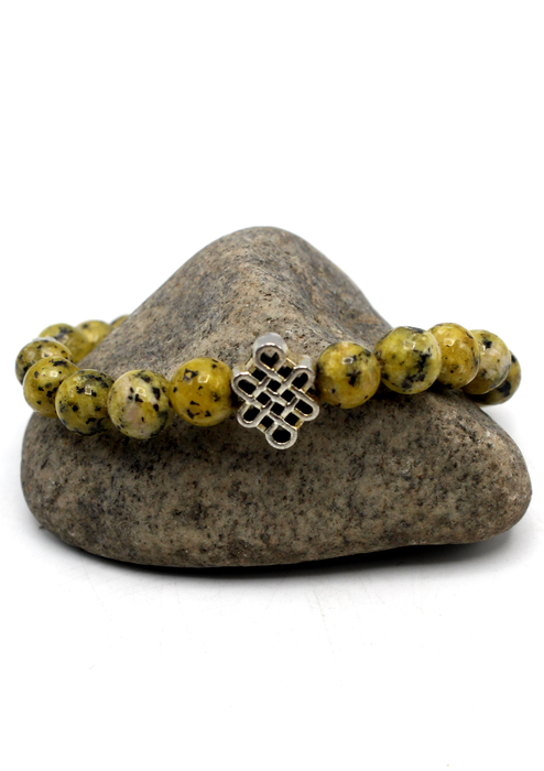Malachite Tibetan Beads Wrist Bracelet with Endless Knot