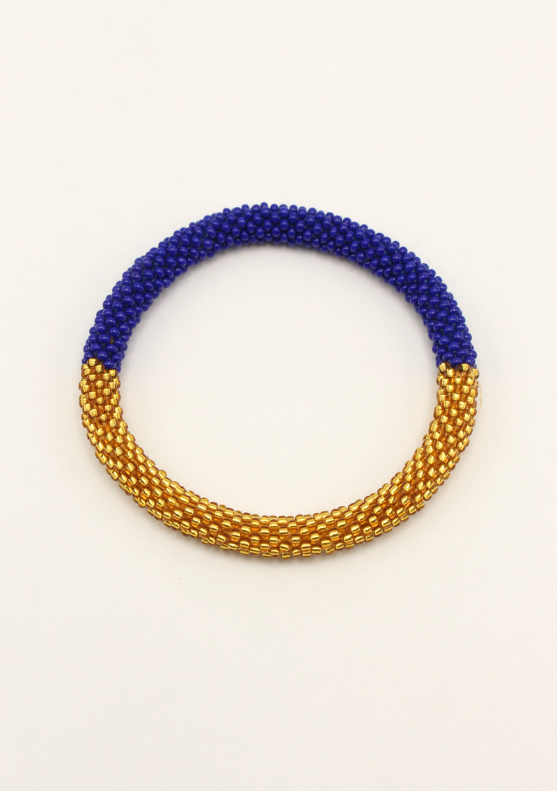 Blue  Golden Roll on Beads Bracelet