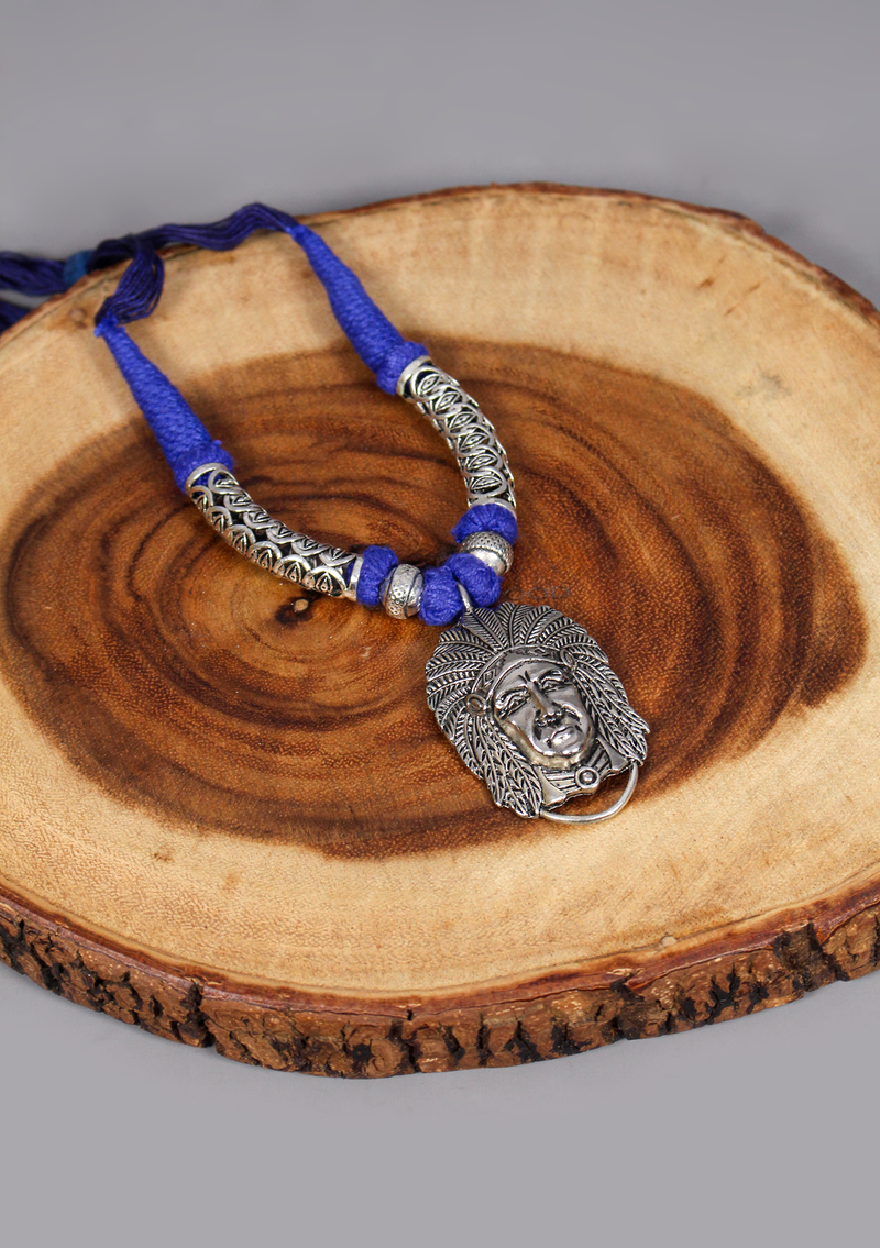 Elegant White Metal Tribal Deity Pendant from Nepal