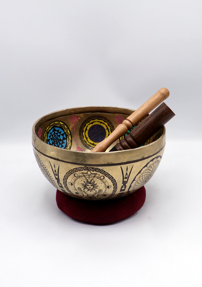 Mandala Painted Tibetan Singing Bowl 8.25"