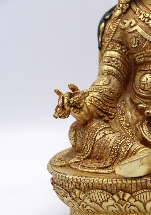 Full Gold Plated Copper Guru Padmasambhava Statue 8.8"H