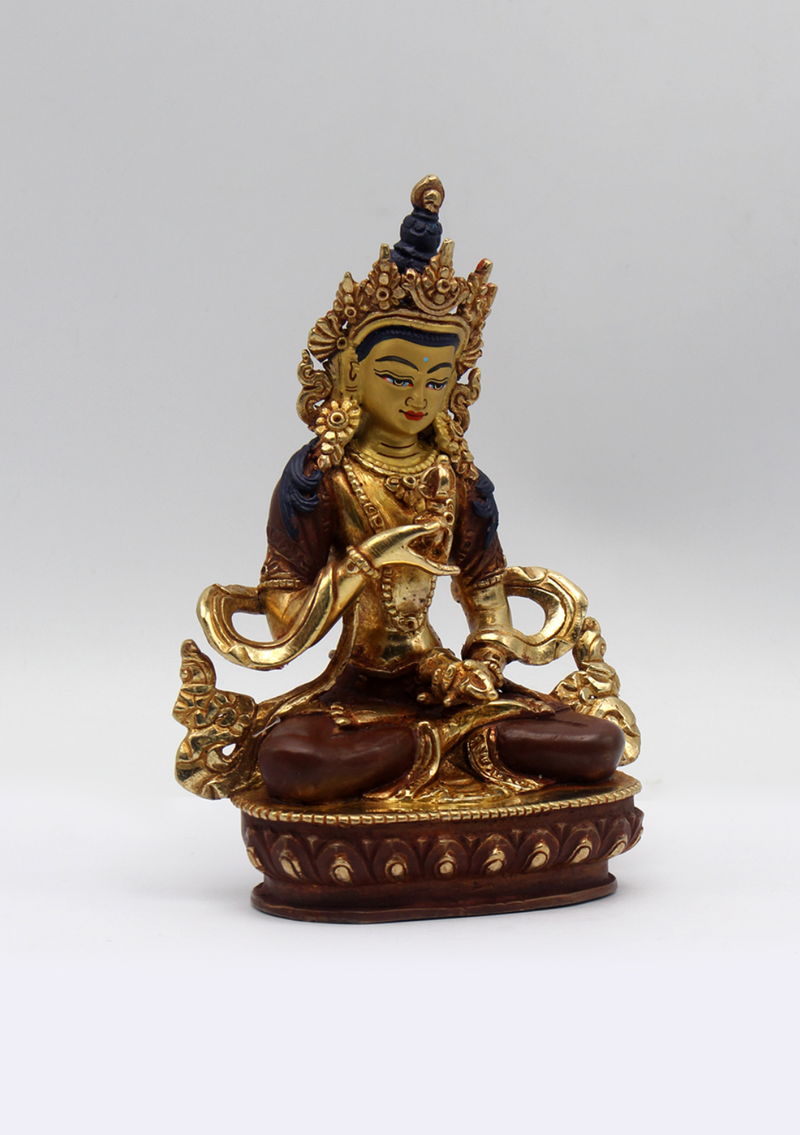 Partly Gold Plated Copper Vajrasattva Statue 5.5"H