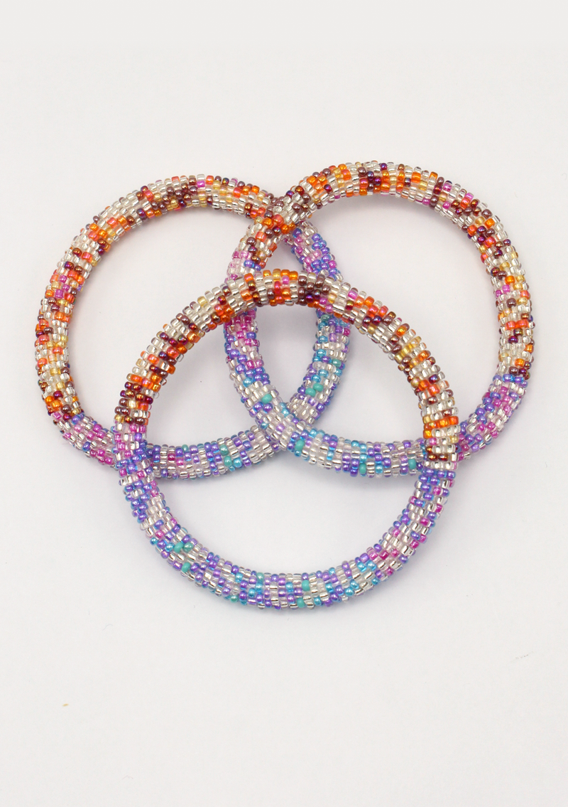 Multicolor  Orange Purple  Roll on Beads Bracelet
