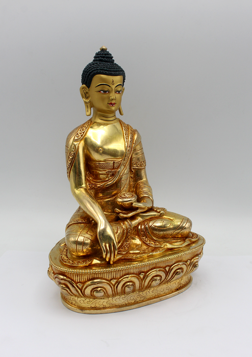 Shakyamuni Buddha Statue Gilted 24 K 8" H
