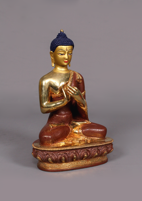 Partly Gold Plated Vairochana Statue 9" H