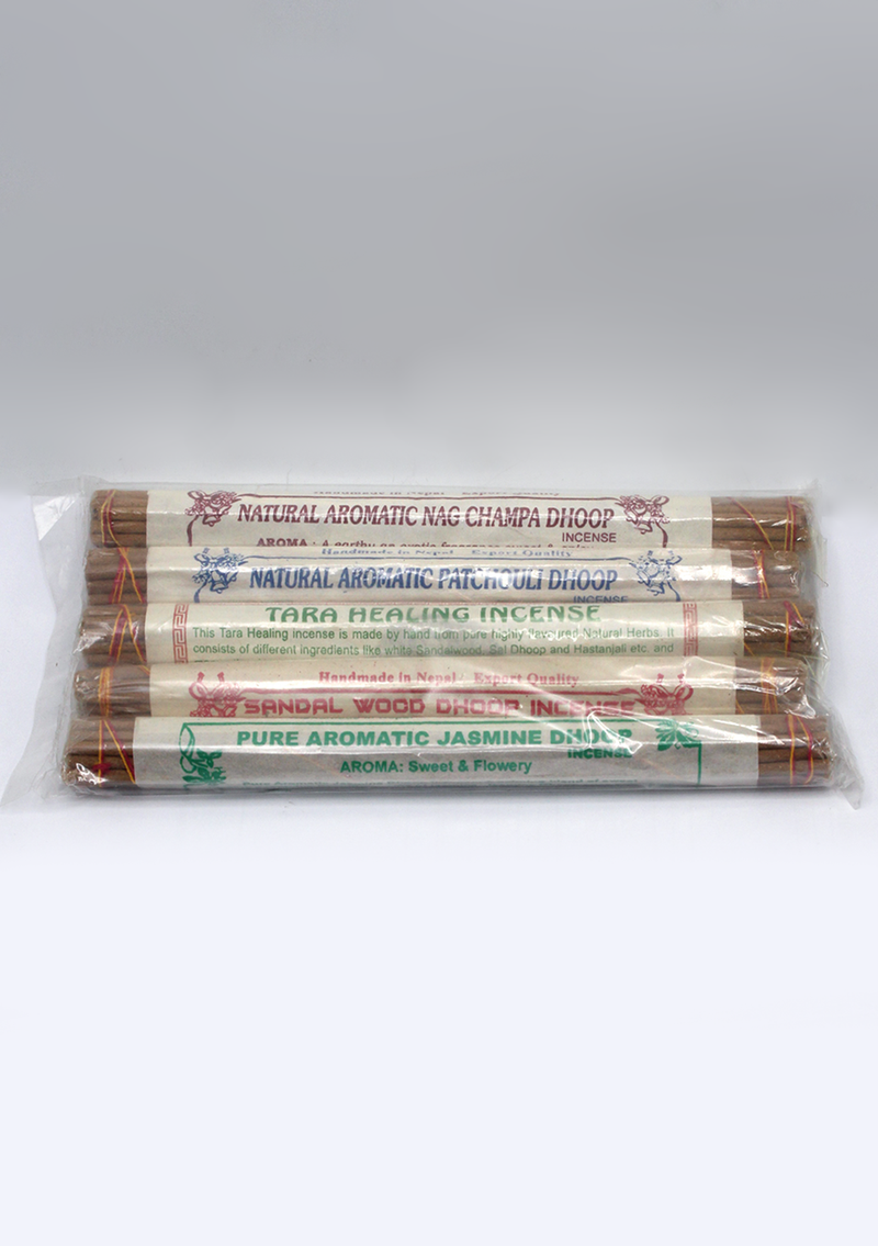 Set of 5 Natural Aromatic Incense Sticks with Wooden Holder