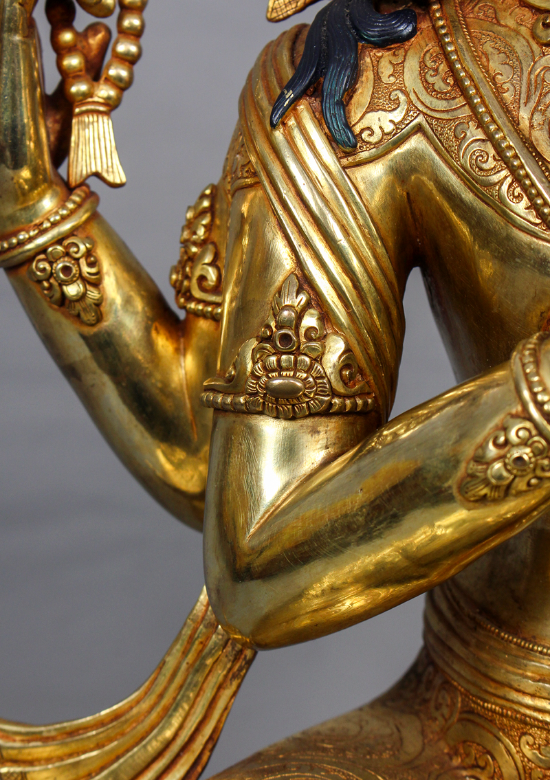 Fully Gold Plated Chenrezig Statue 1.7 feet high
