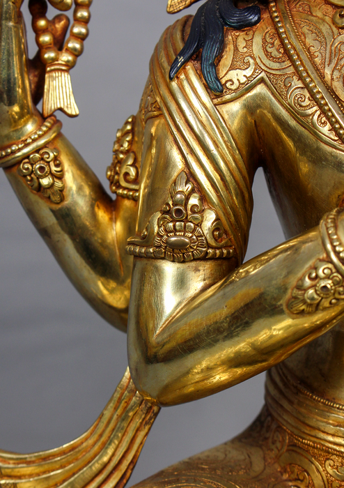 Fully Gold Plated Chenrezig Statue 1.7 feet high