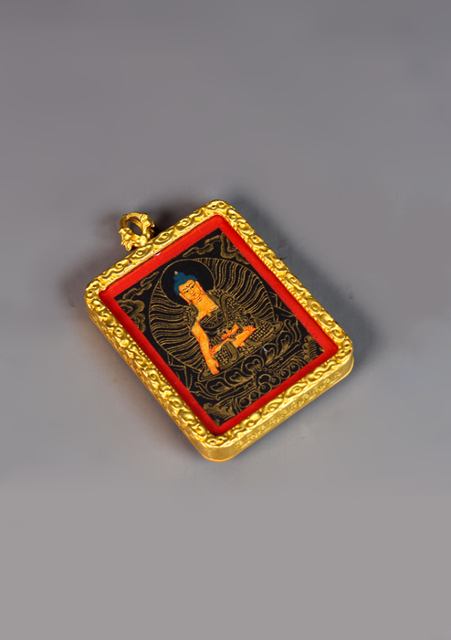 Shakyamuni Buddha Mini Thangka Amulet Pendant