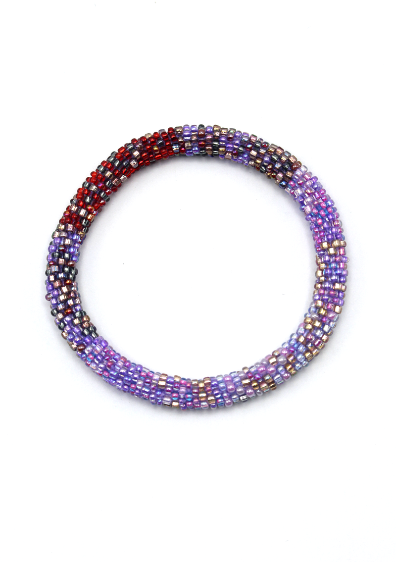 Purple Rain Roll on Beads Bracelet