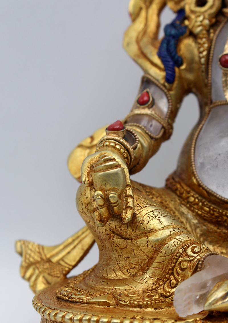 Gold Plated Crystal Zambala Statue 9"H