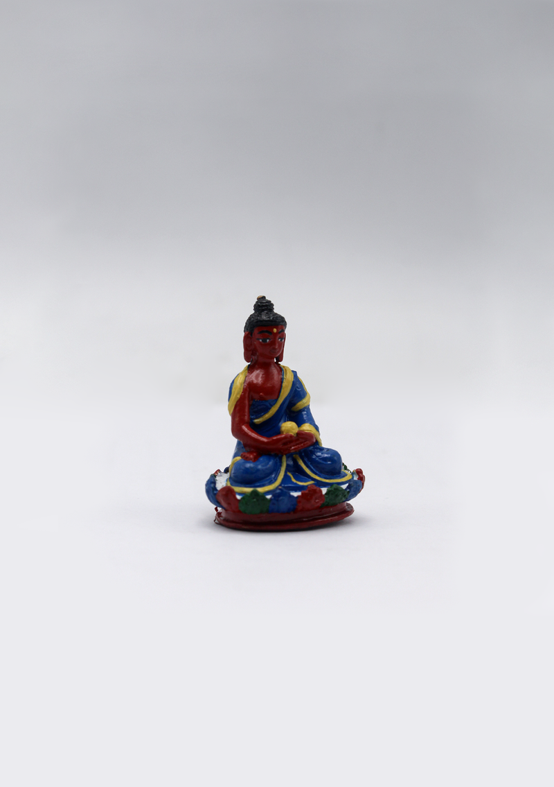 Mini Hand Painted Copper Amitabha Buddha Statue 1.5"H