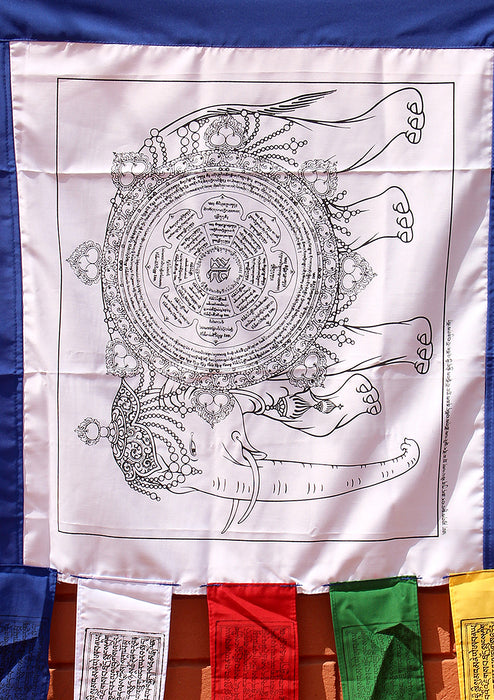 Tibetan Elephant Mandala Printed Cotton Banner Prayer Flags