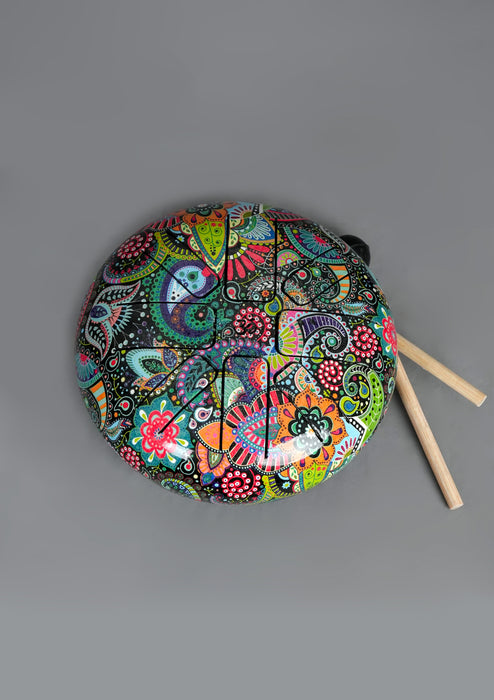 Colorful Flower Pattern Tongue Drum - Small