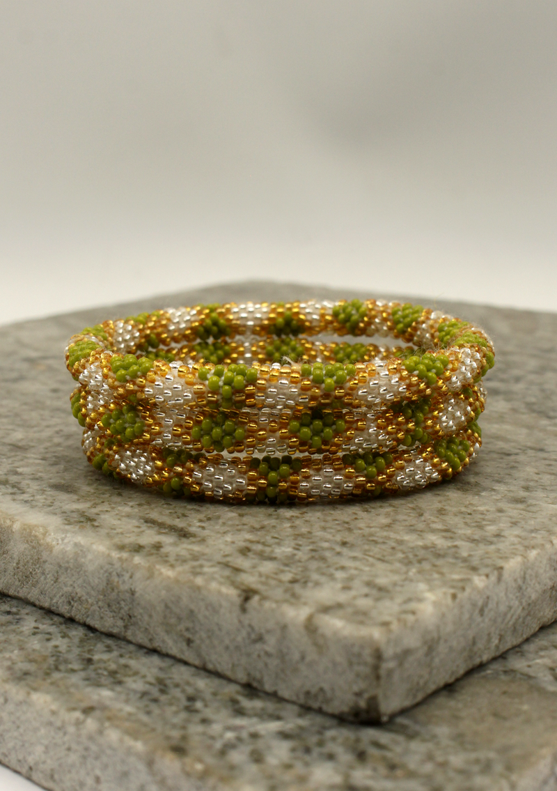 NEW Mint Green Burfi Glass Beads Bracelet