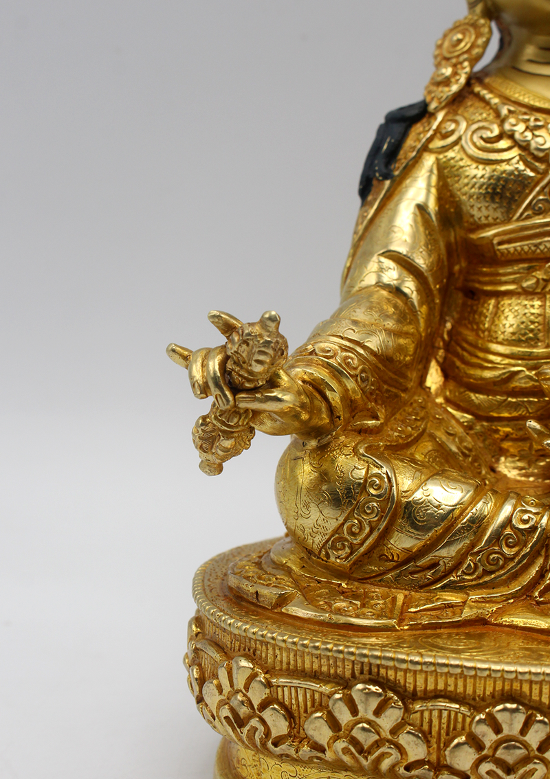 Fully Gold Plated Guru Padmasambhava Statue 8" H