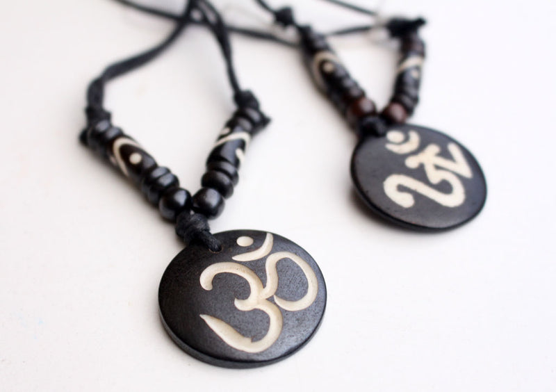 Religious Hindu OM Carved Pendants in an adjustable Thread