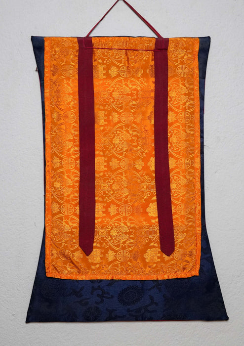Simhamukha Thangka Painting with Brocade