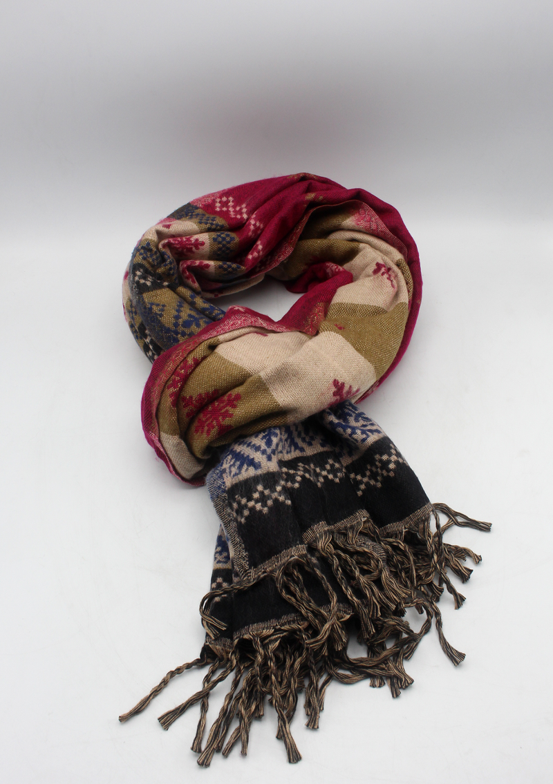 Hand loomed Pink Woolen Shawl Nepal- Bindia