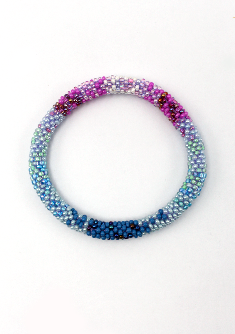 Blue Roll on Beads Bracelet