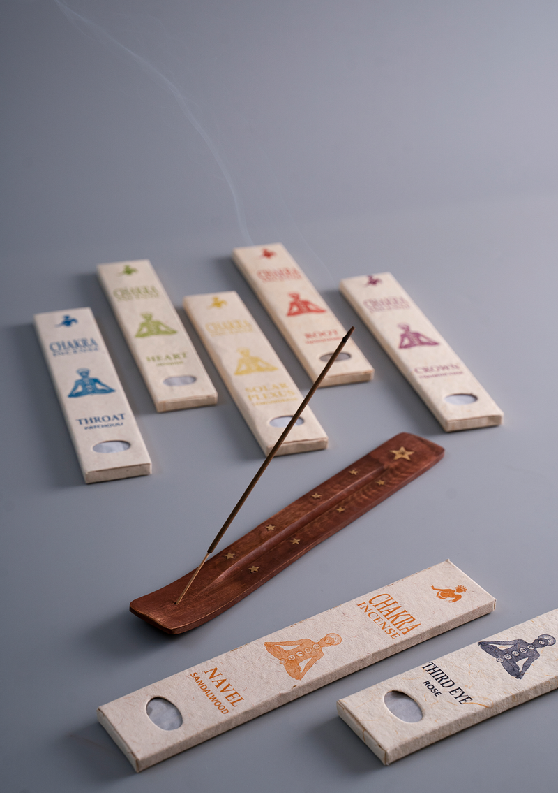Seven Chakra Incense Sticks Set with Free Wooden Burner