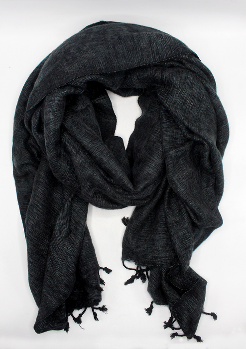 Greyish Black Hand-loomed Soft Yak Wool Blanket