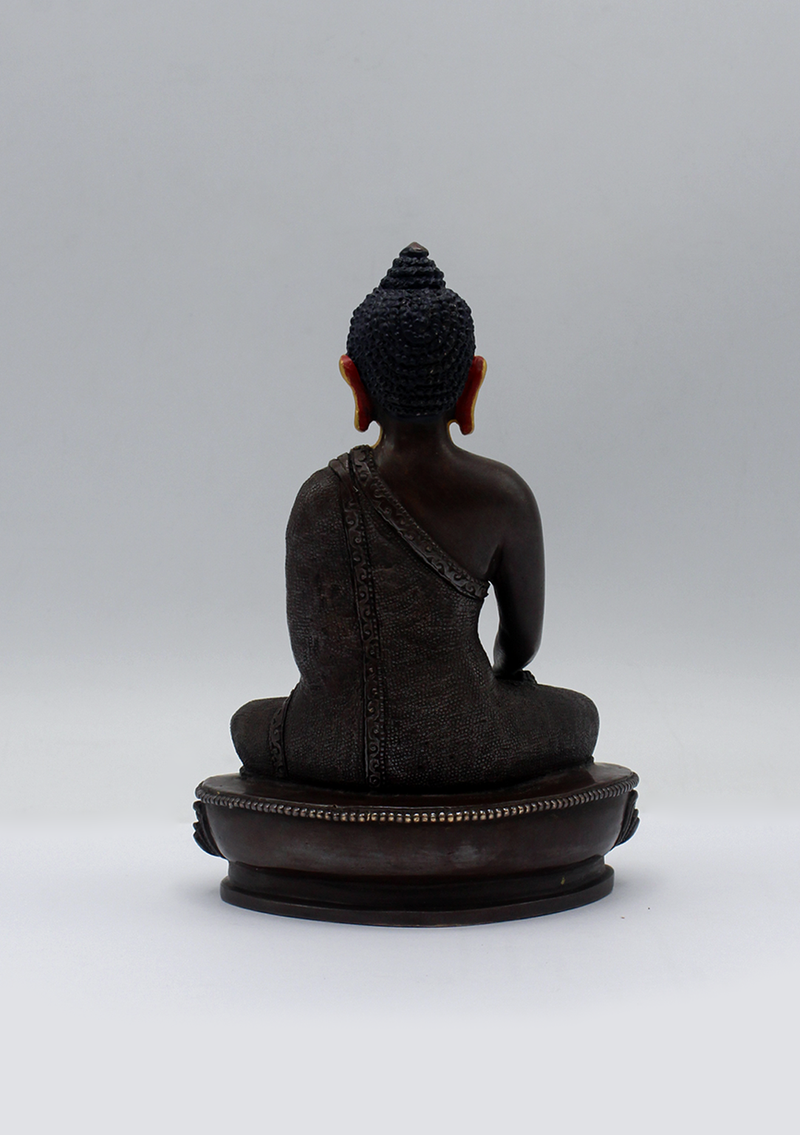 Gold Face Painted Copper Shakyamuni Buddha Statue 5.5"H