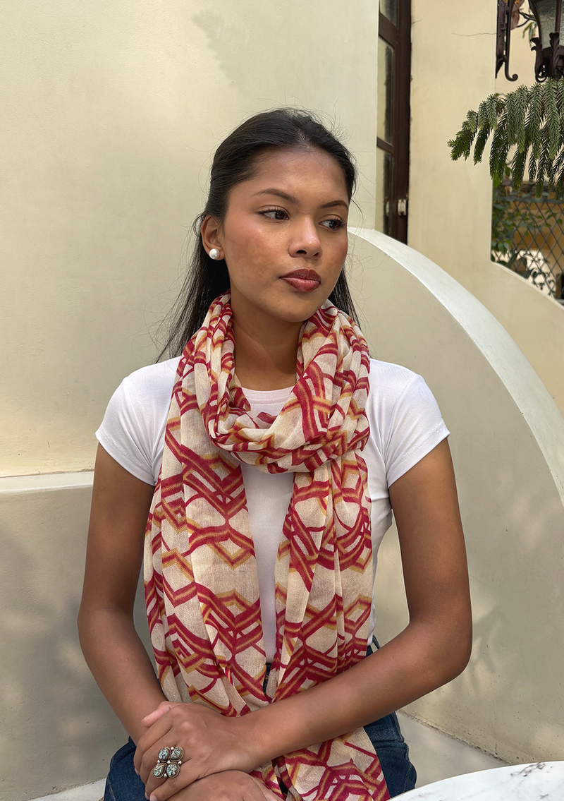 Light weight Ikat Pattern Cashmere Shawl