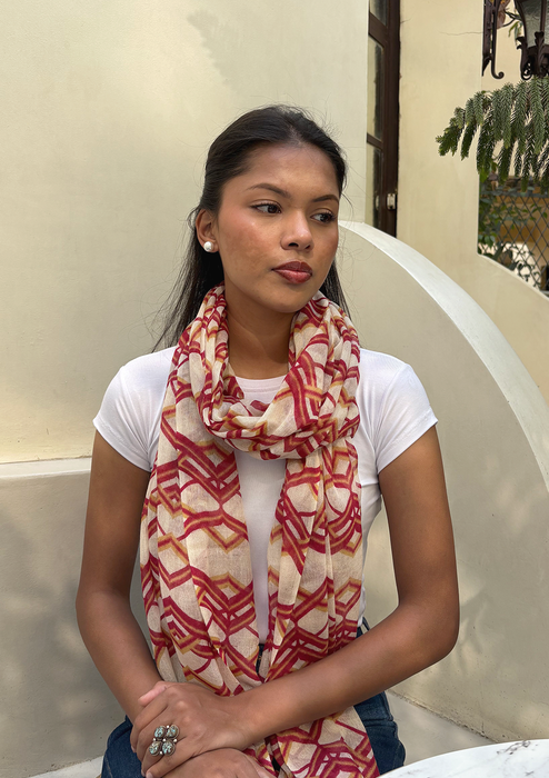 Light weight Ikat Pattern Cashmere Shawl